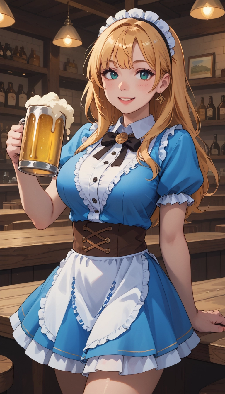 1girl, solo, cup, smile, holding, earrings · Yamete.gg