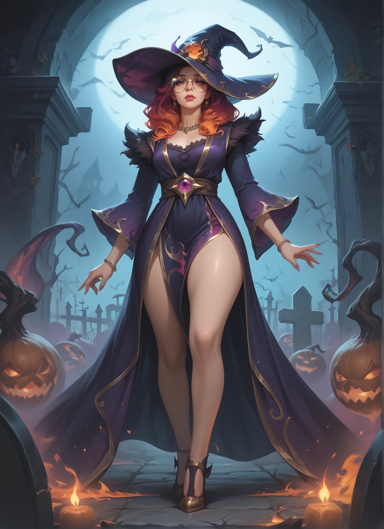 1girl, hat, witch hat, jewelry, moon, solo · Yamete.gg