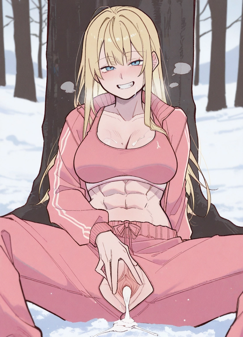 1girl, blonde hair, breasts, blue eyes, abs, long hair · Yamete.gg
