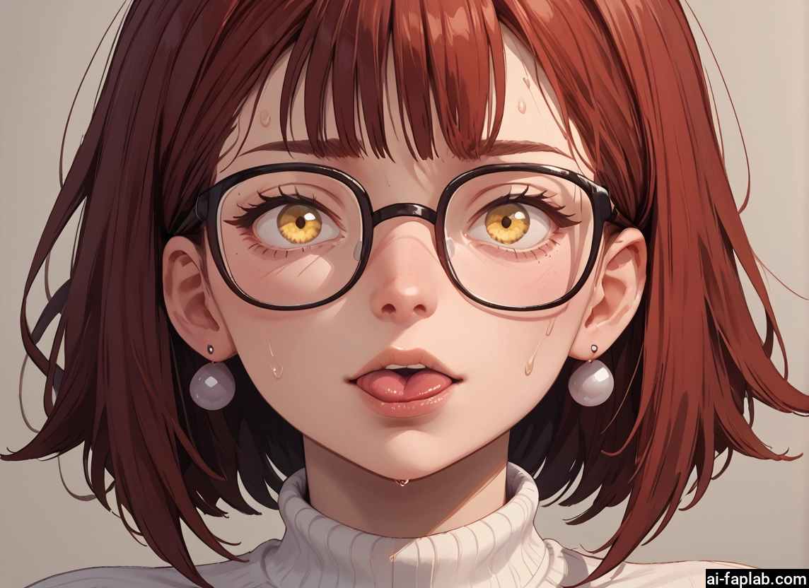 1girl, solo, glasses, jewelry, earrings, tongue out · Yamete.gg