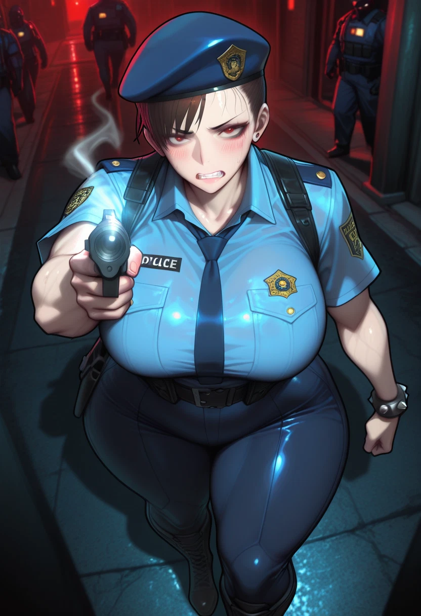 police, 1girl, police uniform, uniform, policewoman, breasts · Yamete.gg