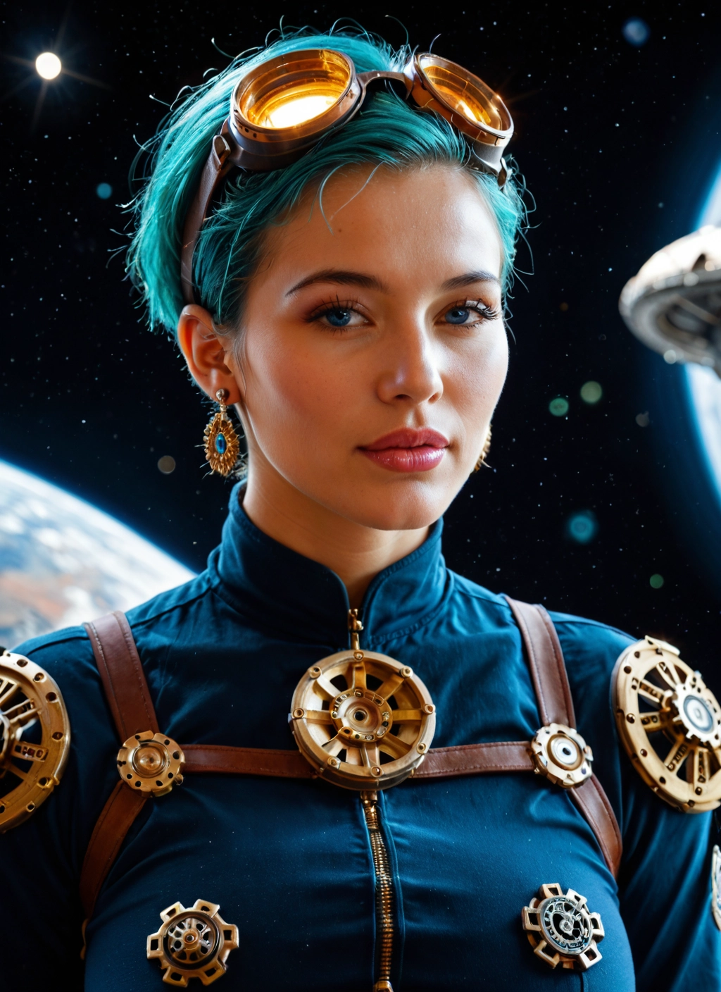 1girl, solo, jewelry, goggles, earrings, goggles on head · Yamete.gg
