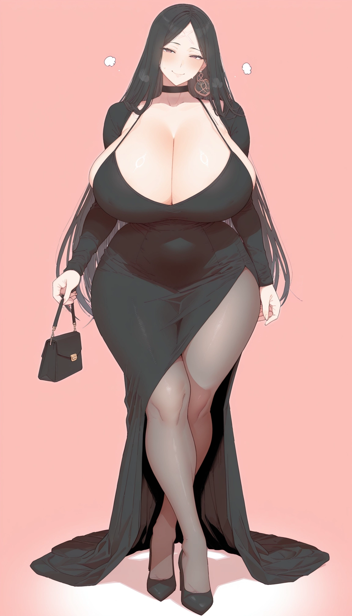 1girl, breasts, dress, pantyhose, long hair, jewelry · Yamete.gg