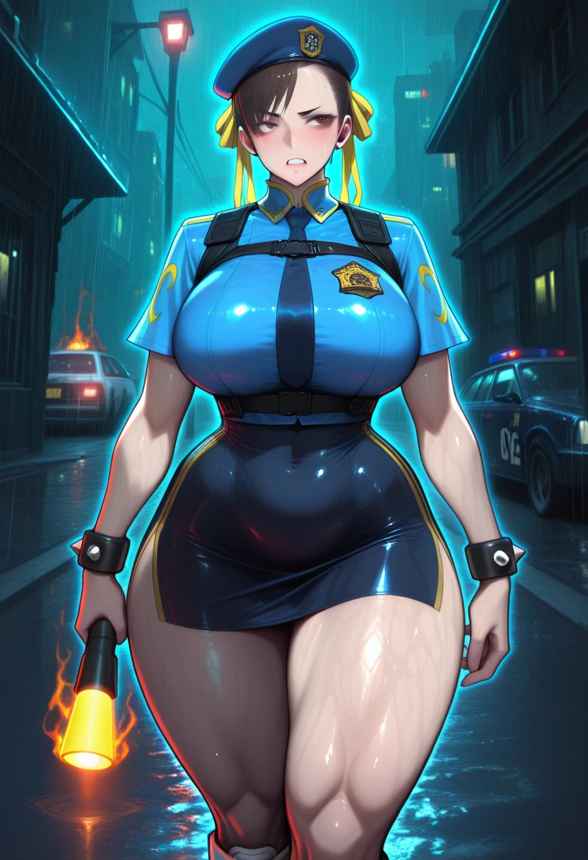 1girl, police, police uniform, chun-li, policewoman, breasts · Yamete.gg