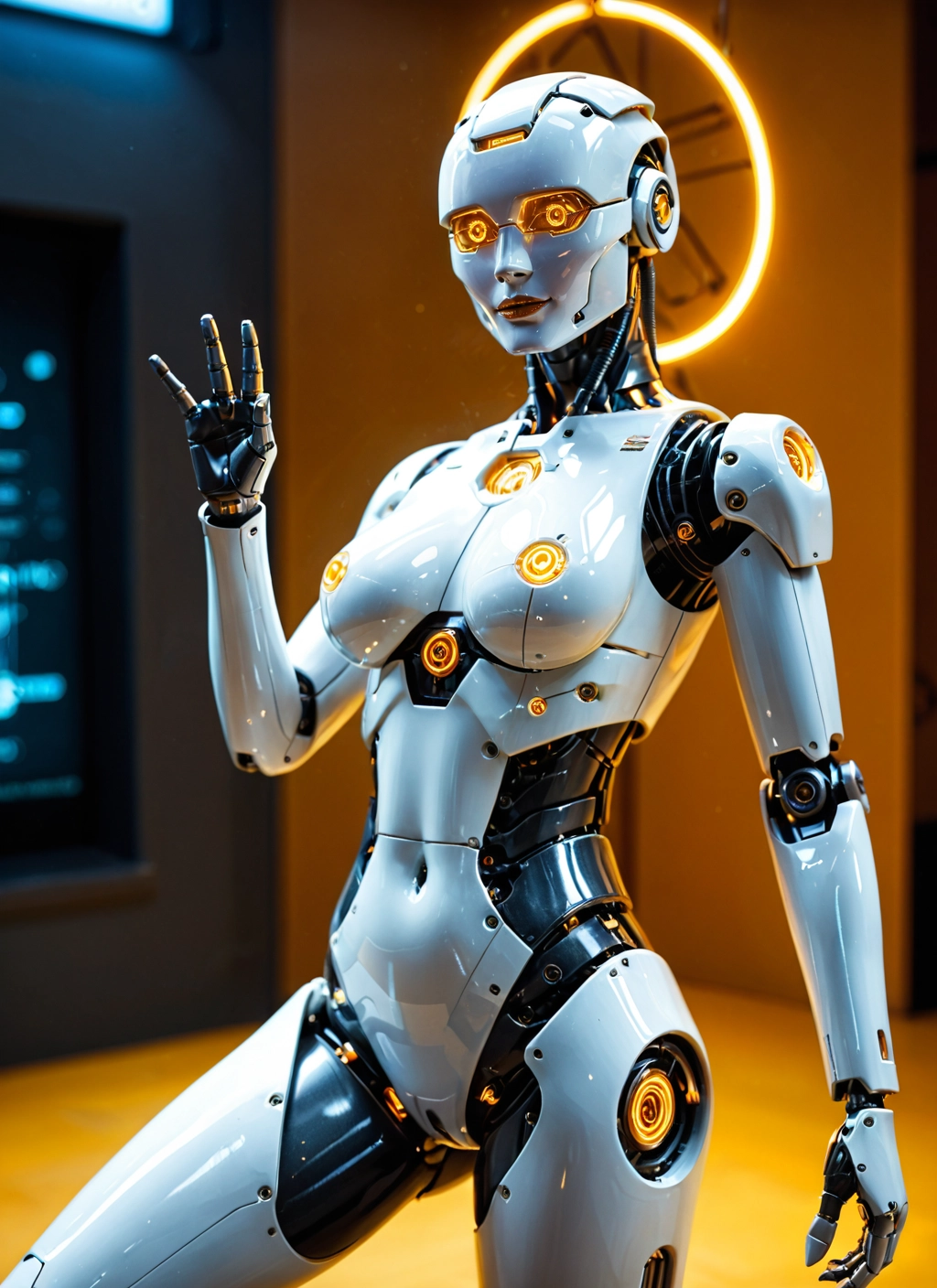 1girl, solo, breasts, robot joints, halo, humanoid robot · Yamete.gg