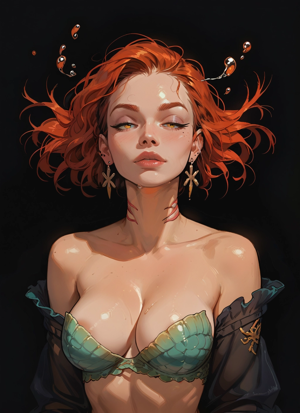 1girl, breasts, solo, jewelry, earrings, areolae · Yamete.gg