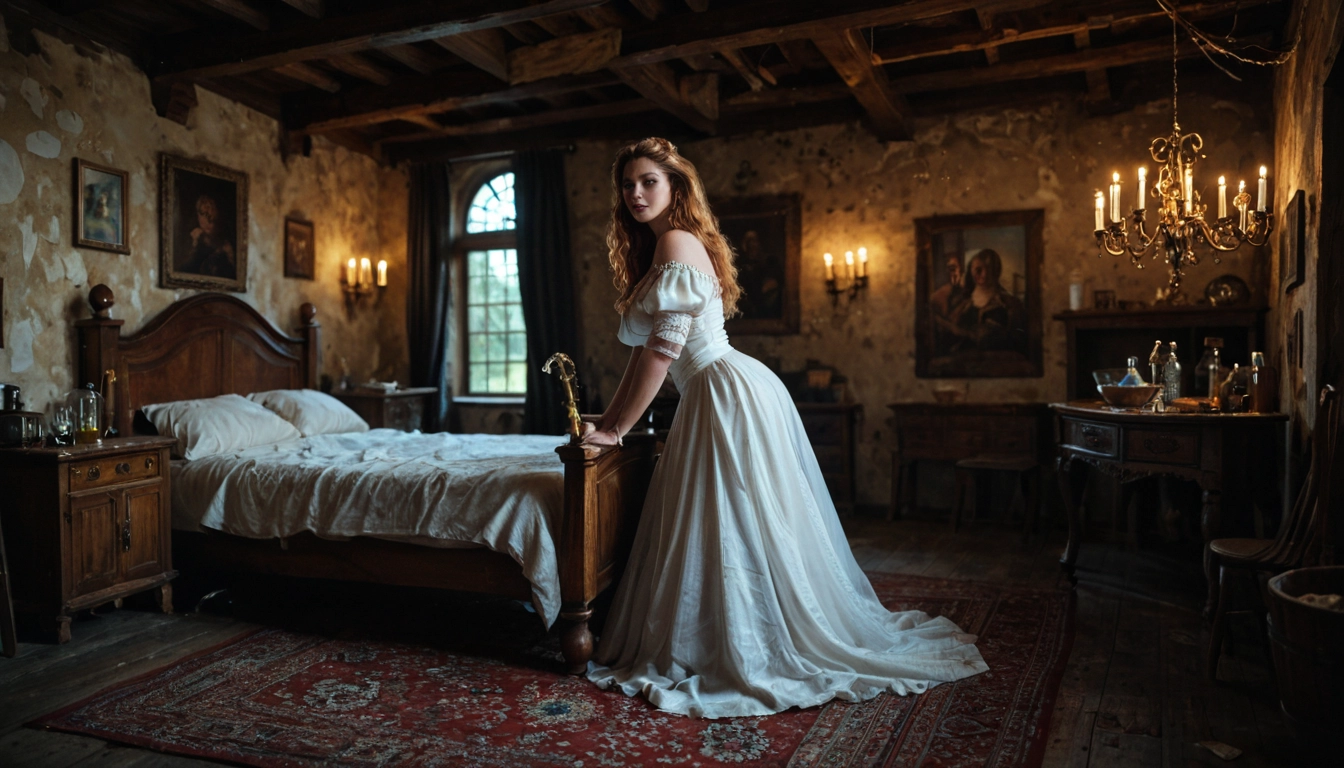 dress, indoors, window, candlestand, long hair, 1girl · Yamete.gg