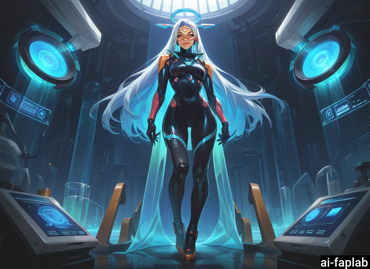 1girl, long hair, solo, bodysuit, white hair, looking at viewer