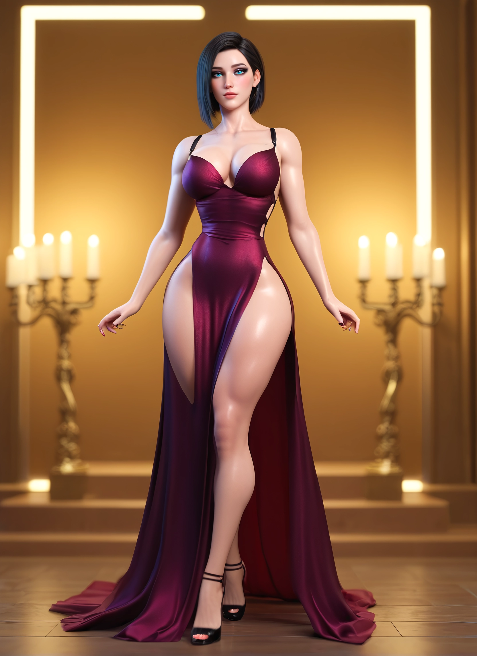 1girl, dress, breasts, solo, blue eyes, large breasts · Yamete.gg