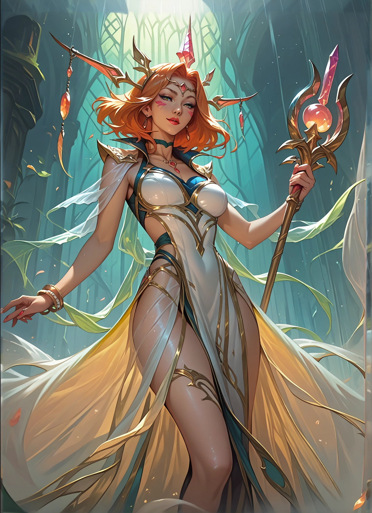 1girl, jewelry, solo, breasts, earrings, dress · Yamete.gg