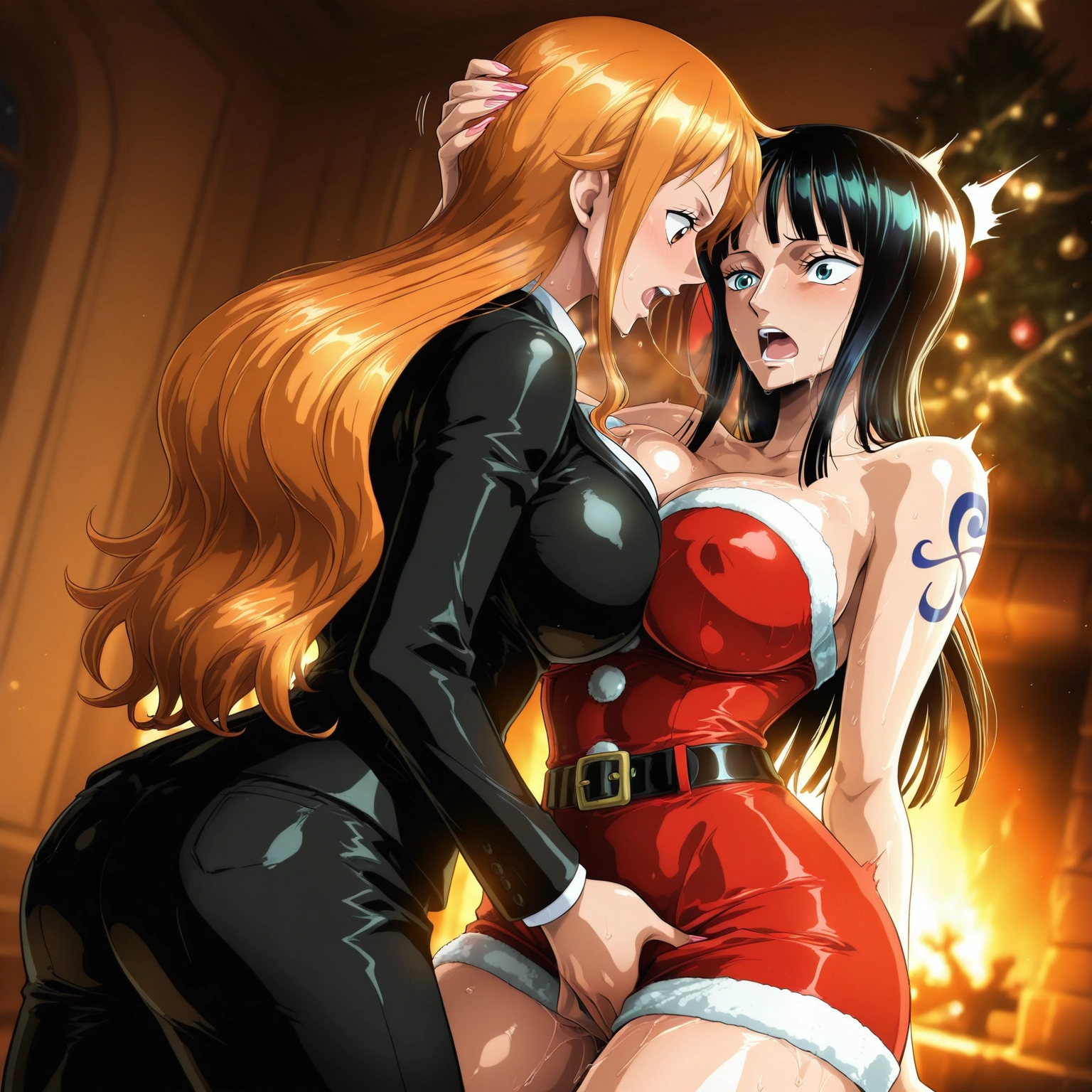 multiple girls, 2girls, breasts, yuri, tattoo, large breasts · Yamete.gg