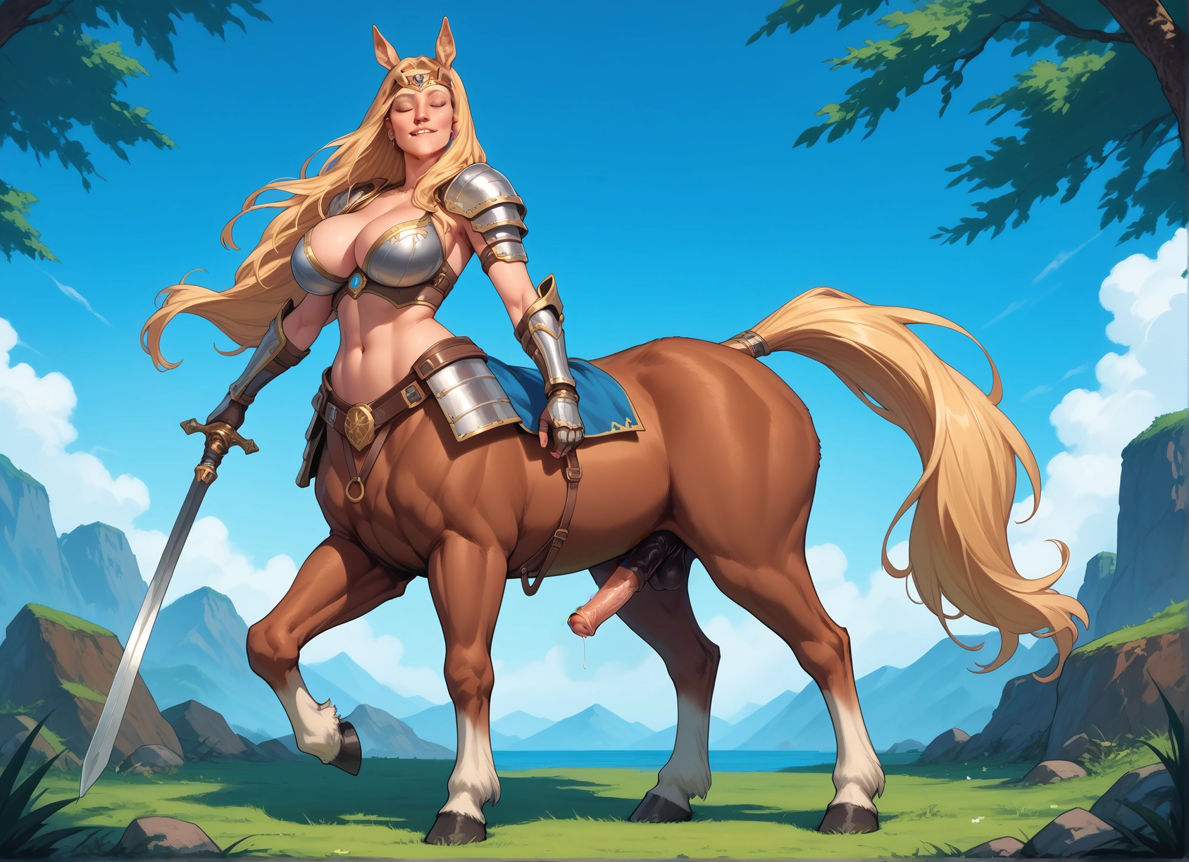 1girl, weapon, blonde hair, breasts, sword, monster girl · Yamete.gg