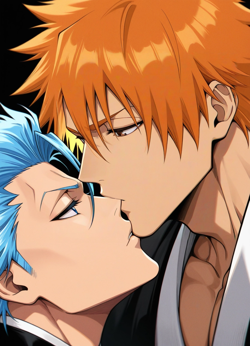 yaoi, multiple boys, 2boys, male focus, orange hair, blue hair · Yamete.gg