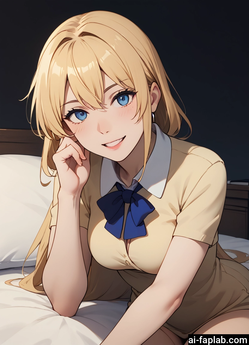 1girl, blue eyes, long hair, blonde hair, smile, solo