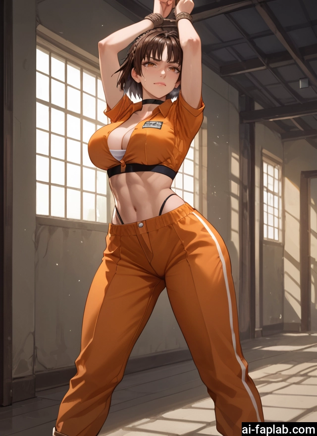 1girl, breasts, short hair, solo, navel, brown hair · Yamete.gg