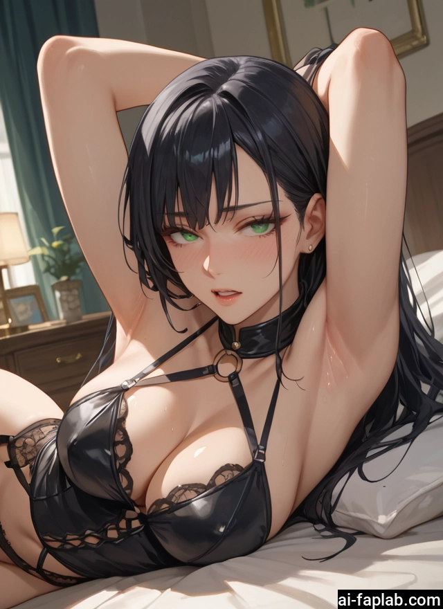 1girl, breasts, green eyes, armpits, cleavage, long hair · Yamete.gg