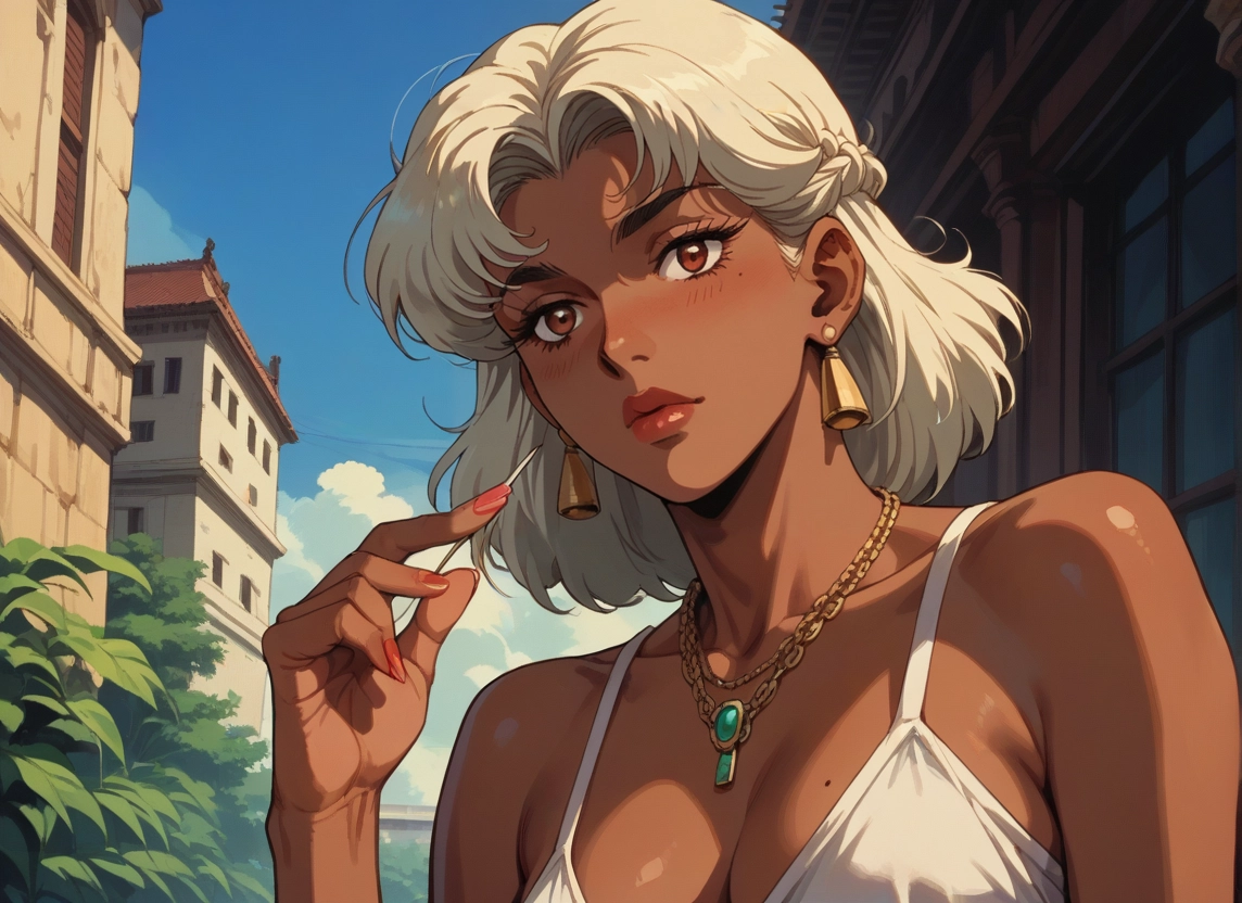 1girl, jewelry, solo, breasts, earrings, dark skin · Yamete.gg