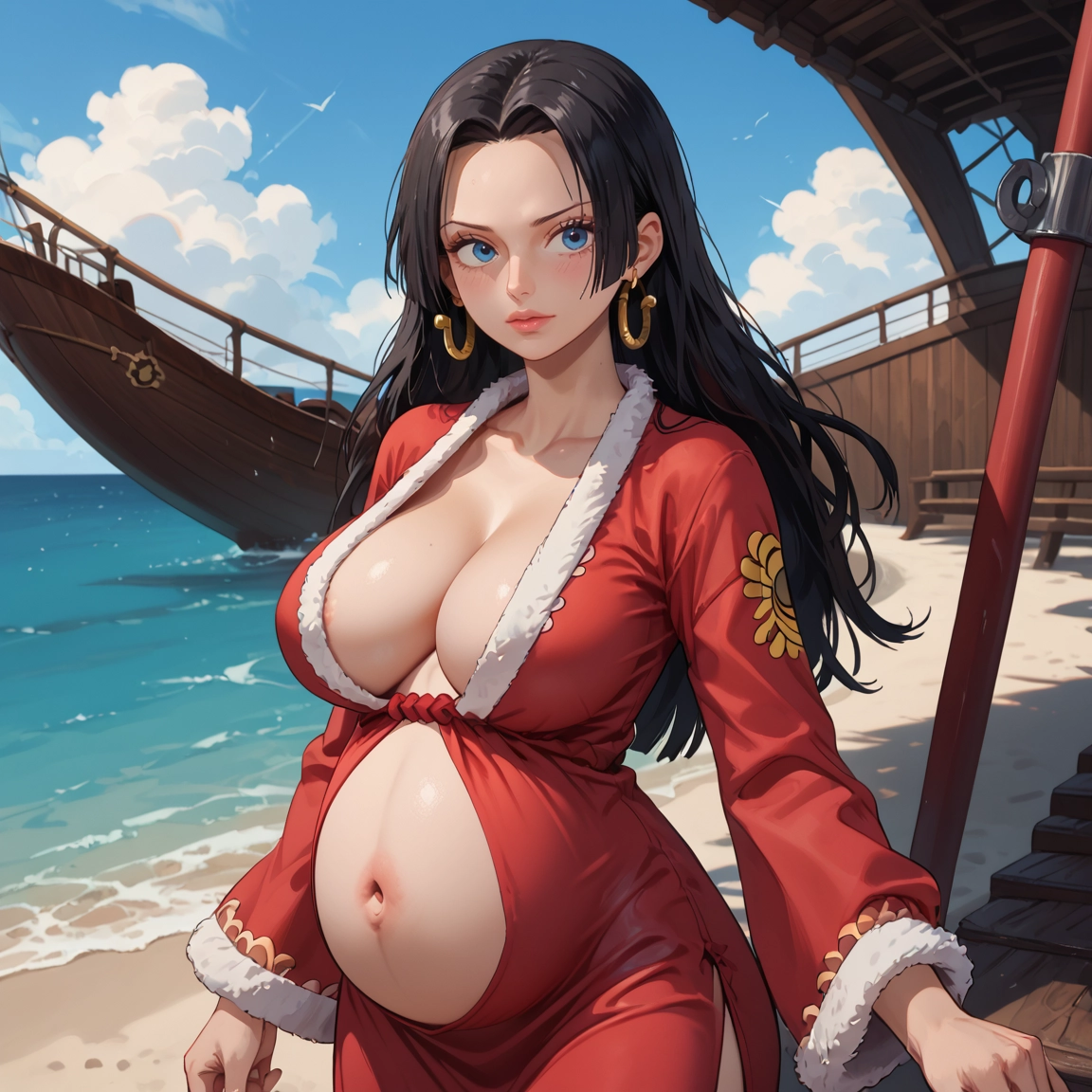 1girl, breasts, jewelry, earrings, blue eyes, long hair