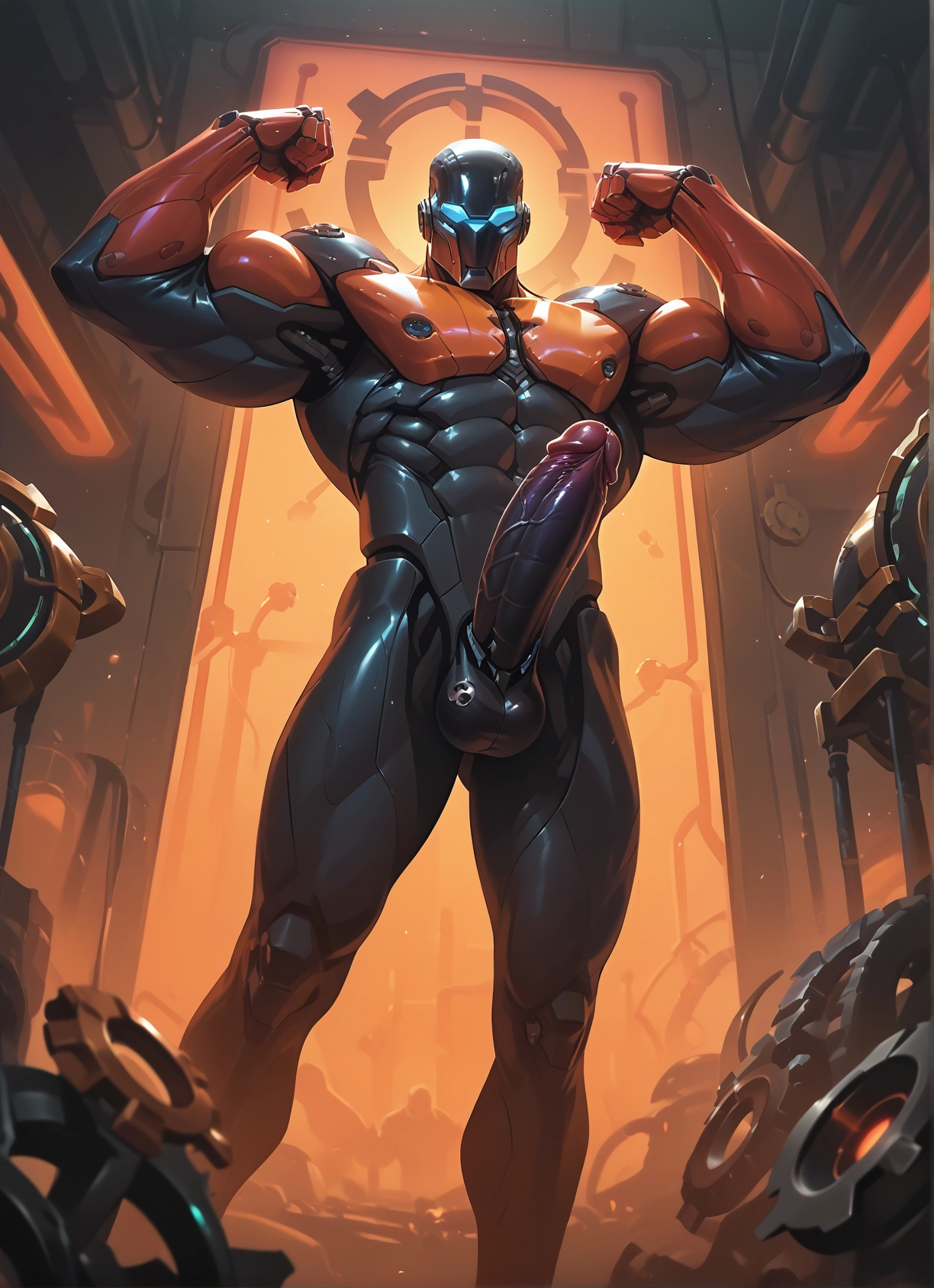muscular male, male focus, muscular, flexing, bara, 1boy · Yamete.gg