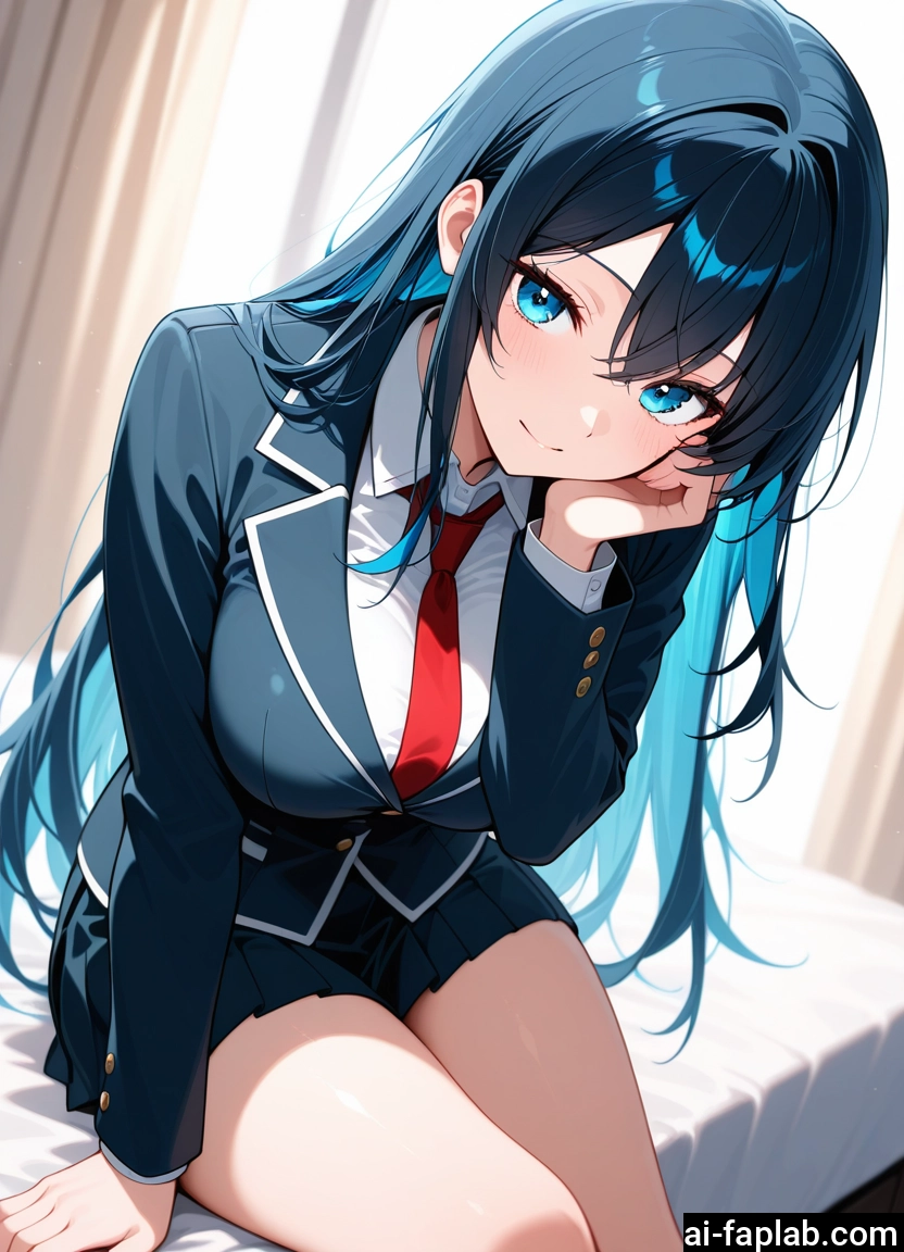 1girl, long hair, skirt, solo, breasts, necktie