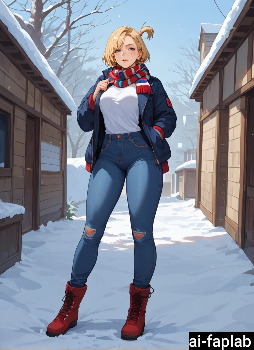 1girl, pants, denim, solo, blonde hair, jeans · Yamete.gg