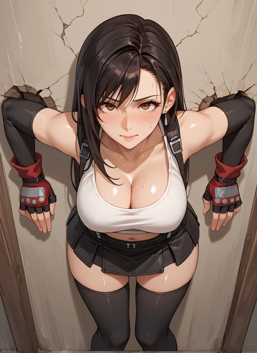 breasts, 1girl, thighhighs, gloves, skirt, cleavage · Yamete.gg
