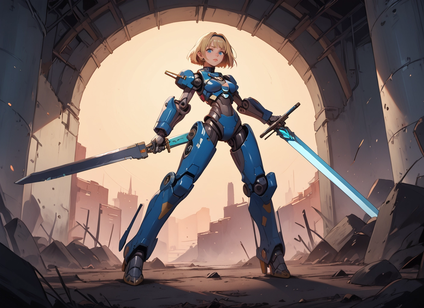 1girl, weapon, sword, blue eyes, solo, holding · Yamete.gg