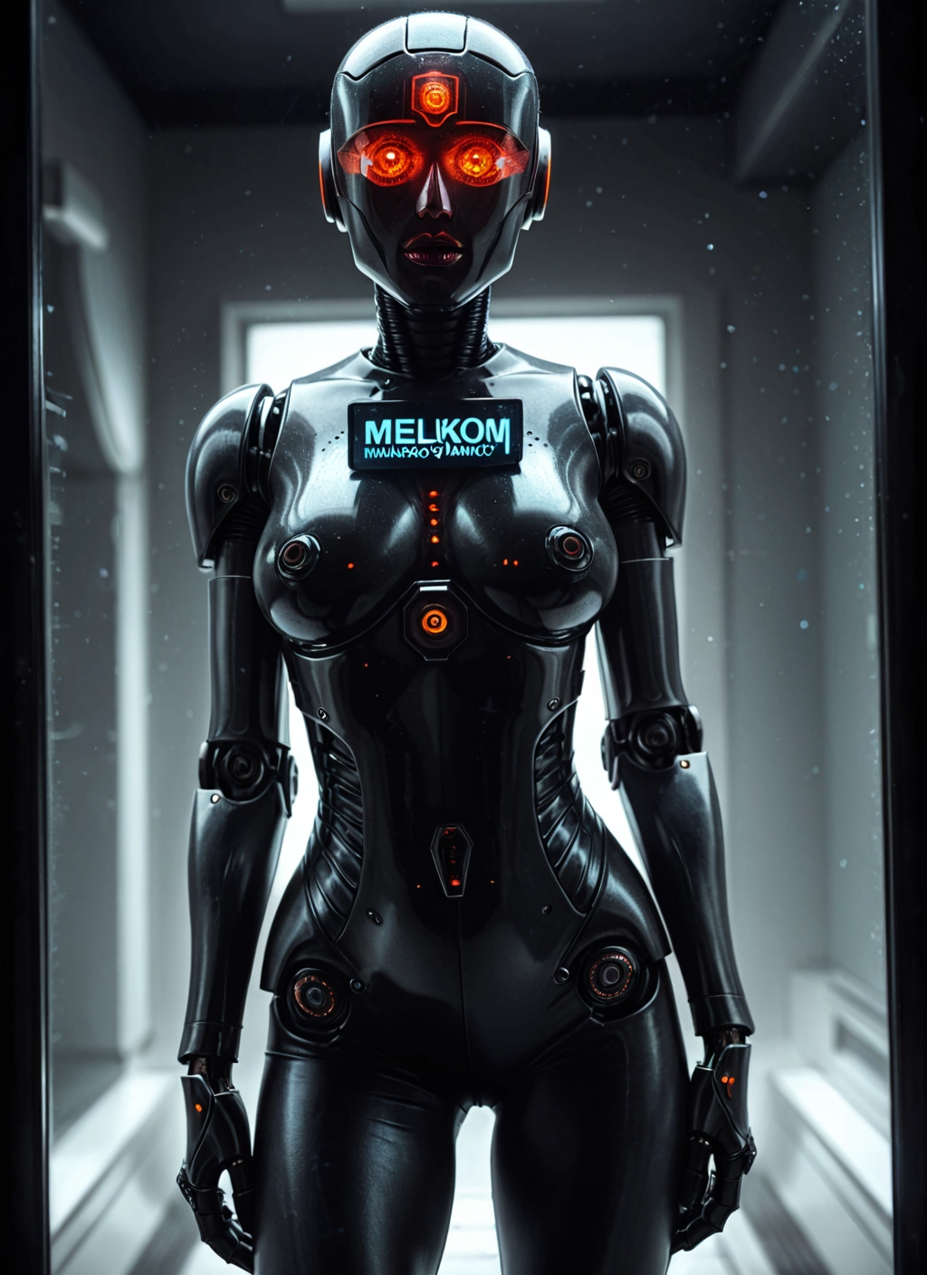 1girl, solo, breasts, glowing, bodysuit, science fiction