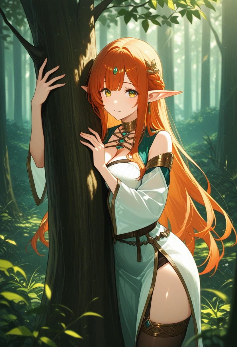 1girl, solo, pointy ears, long hair, breasts, looking at viewer · Yamete.gg