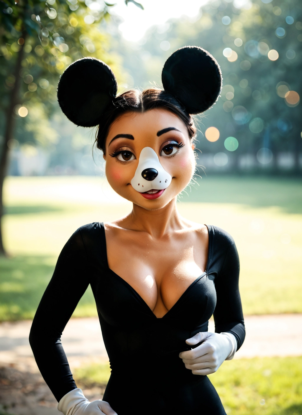 furry, 1girl, breasts, solo, gloves, cleavage · Yamete.gg