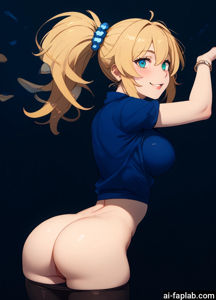 1girl, ass, solo, breasts, blonde hair, smile · Yamete.gg