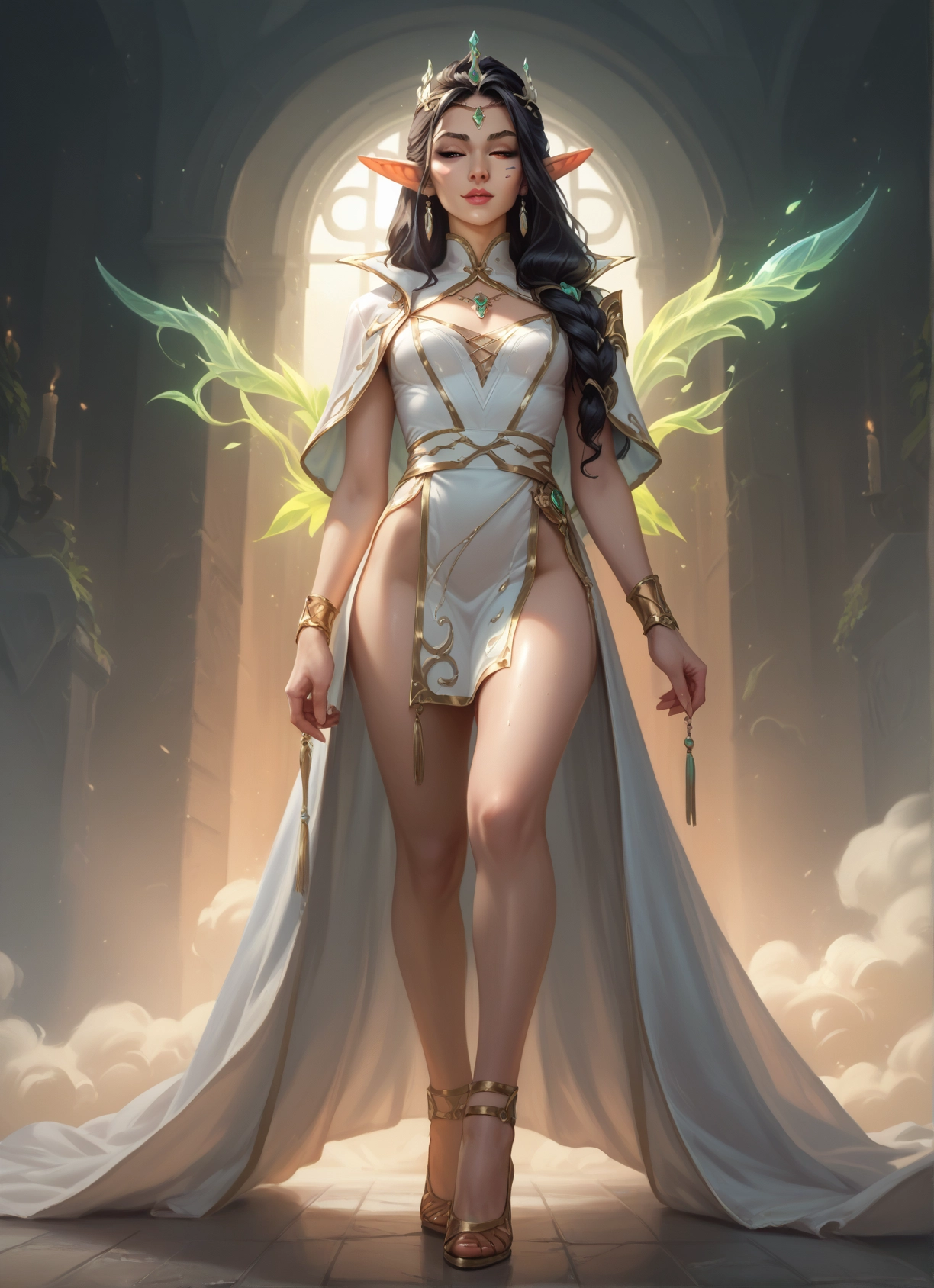 1girl, pointy ears, solo, jewelry, long hair, breasts · Yamete.gg