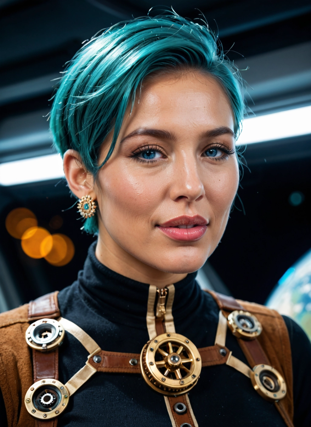 1girl, solo, jewelry, earrings, blue eyes, short hair · Yamete.gg
