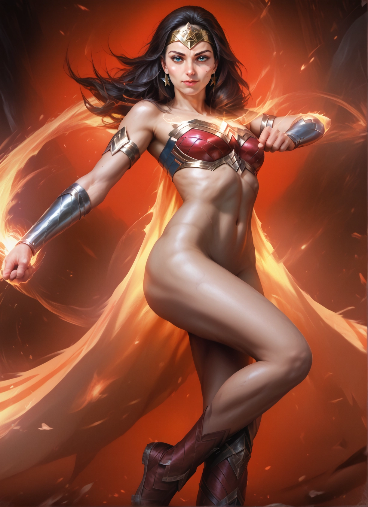 1girl, solo, black hair, jewelry, blue eyes, navel · Yamete.gg