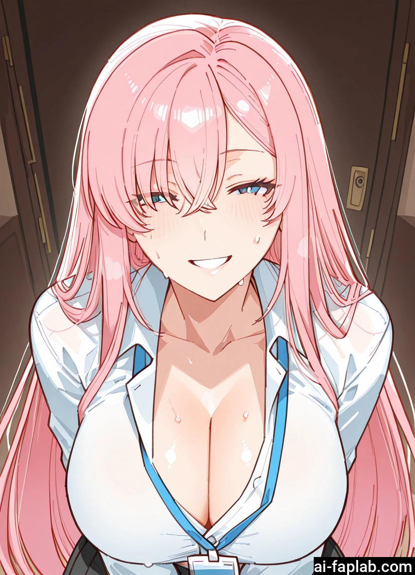 1girl, breasts, pink hair, long hair, cleavage, large breasts · Yamete.gg