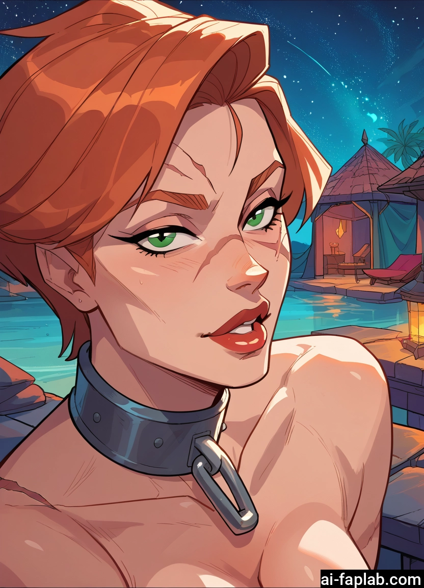 1girl, green eyes, scar, solo, breasts, short hair