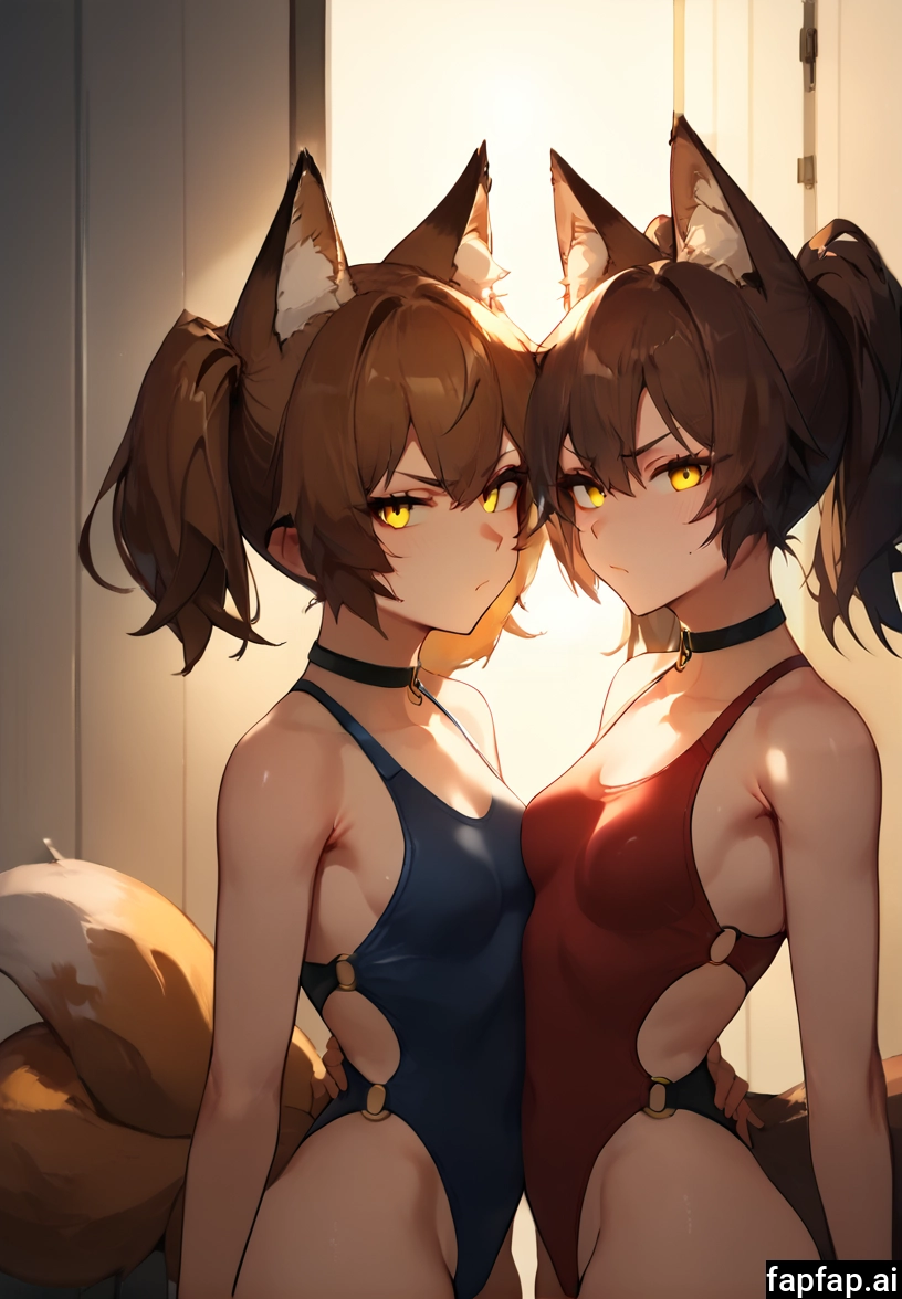 multiple girls, 2girls, animal ears, breasts, tail, swimsuit · Yamete.gg