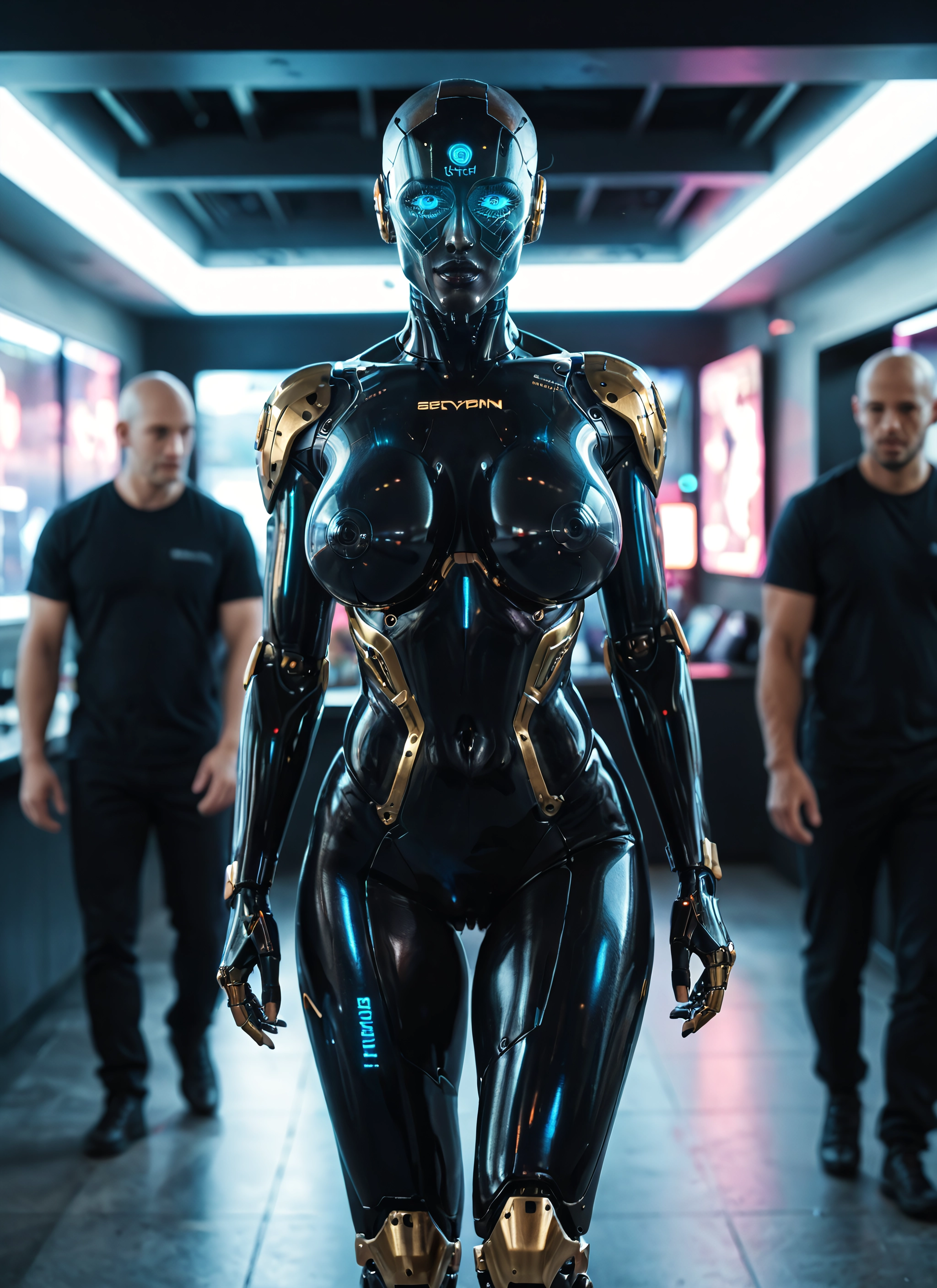 1girl, multiple boys, breasts, bodysuit, 2boys, science fiction · Yamete.gg