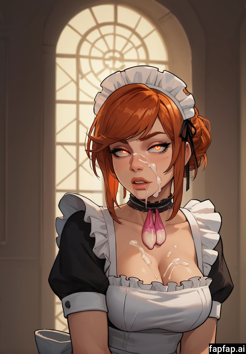 1girl, breasts, solo, cum, maid, used condom