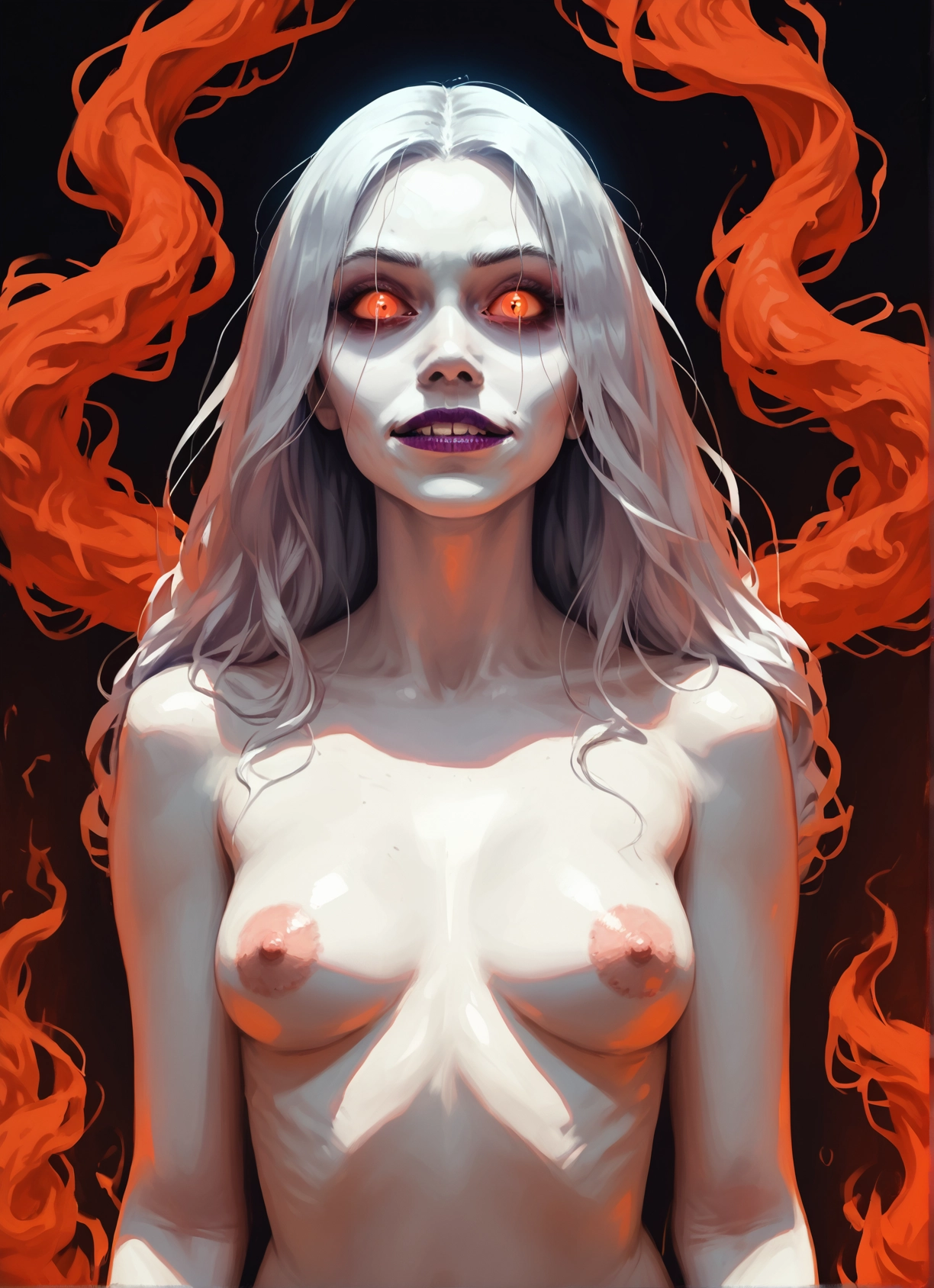 1girl, nipples, breasts, solo, nude, long hair · Yamete.gg