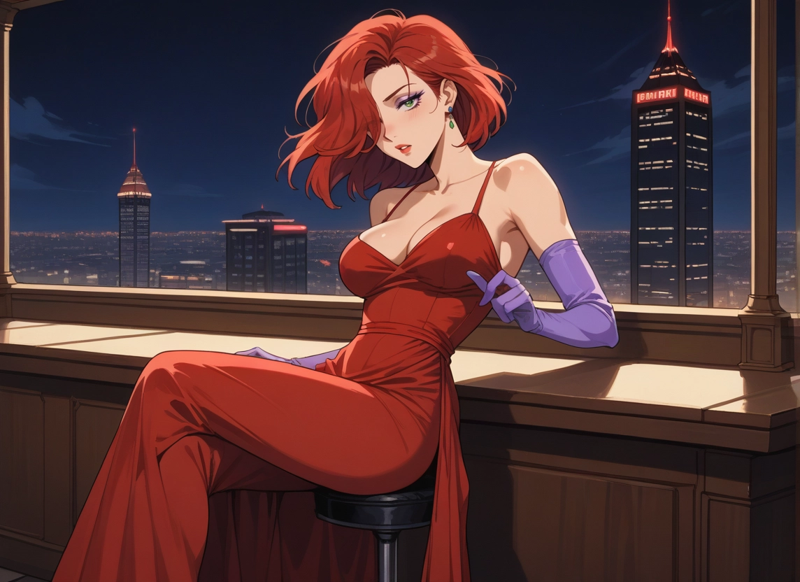 1girl, breasts, dress, gloves, green eyes, jewelry · Yamete.gg