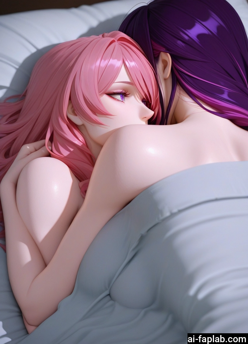 multiple girls, 2girls, pink hair, yuri, purple eyes, long hair · Yamete.gg