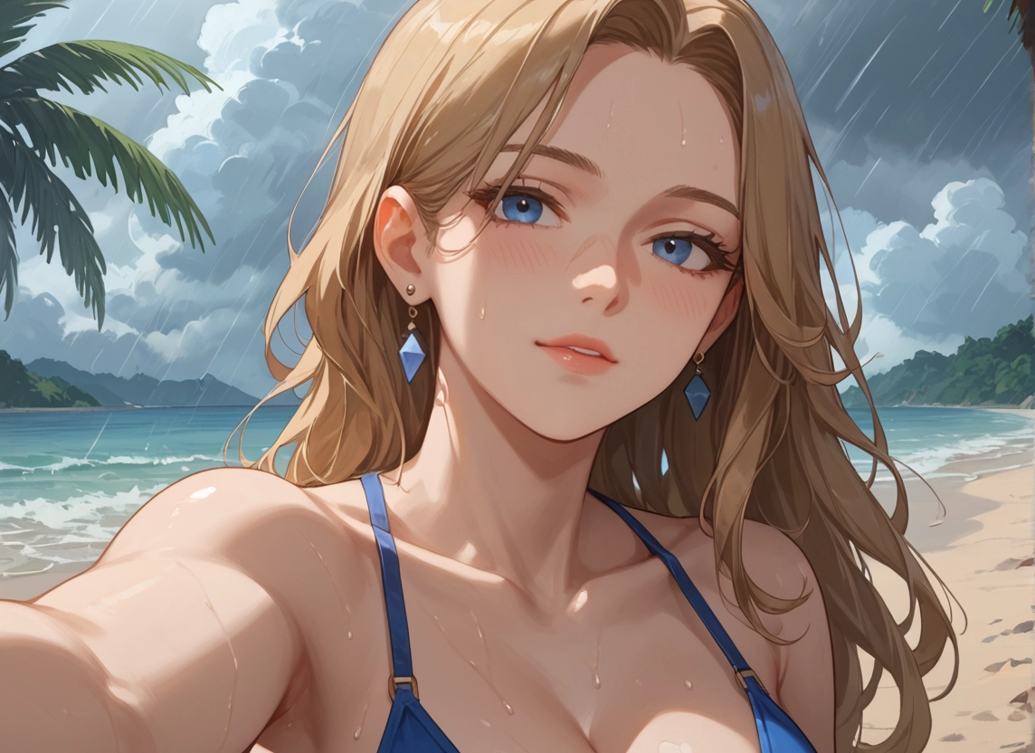1girl, blue eyes, outdoors, jewelry, earrings, solo · Yamete.gg