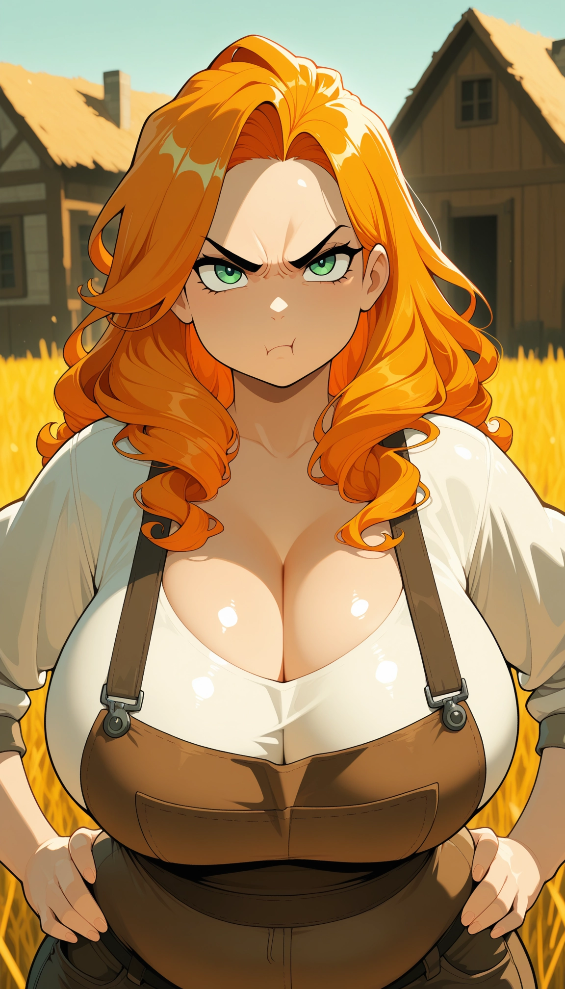 1girl, breasts, cleavage, green eyes, pout, solo · Yamete.gg