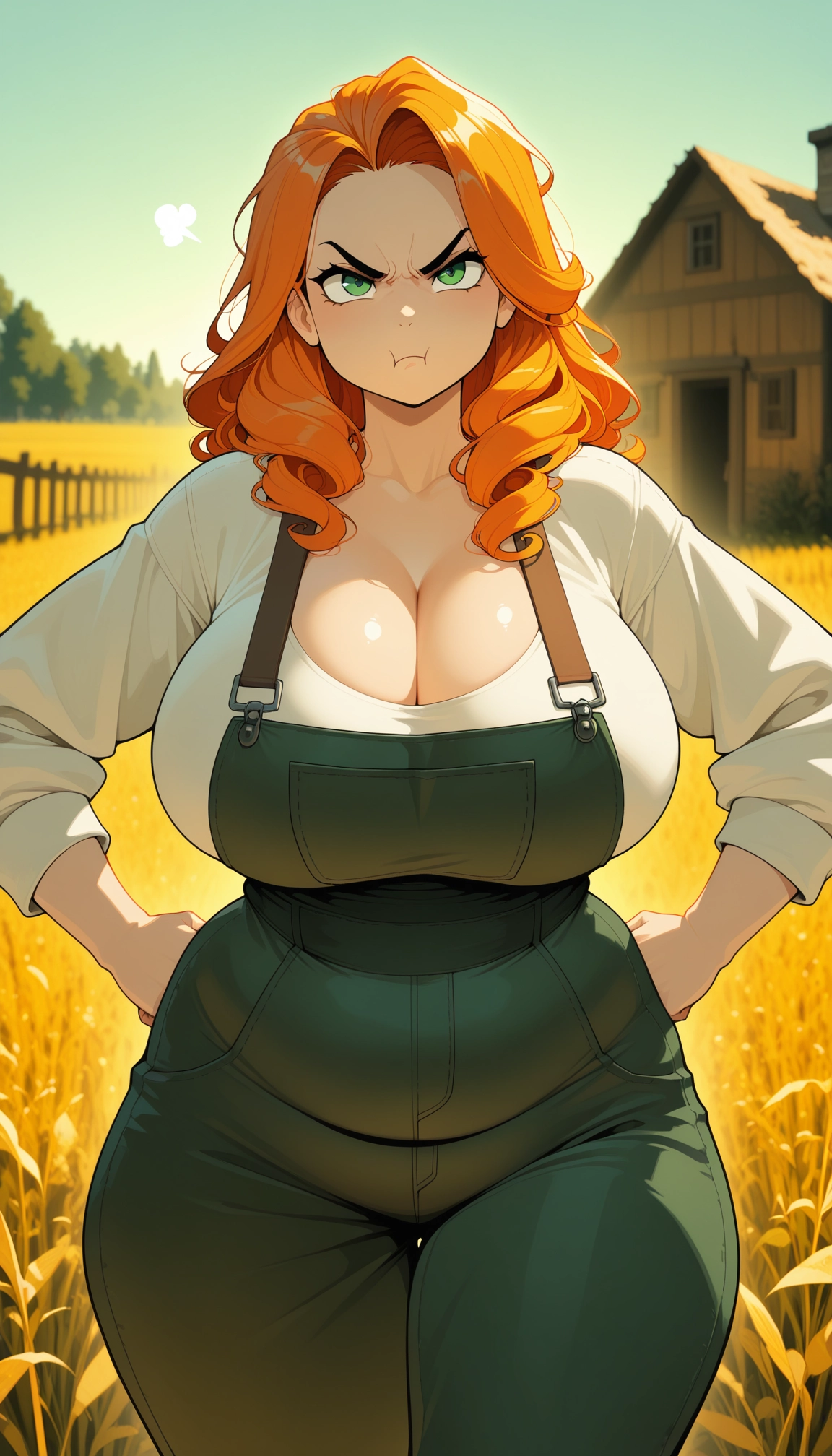 1girl, breasts, cleavage, solo, green eyes, outdoors · Yamete.gg