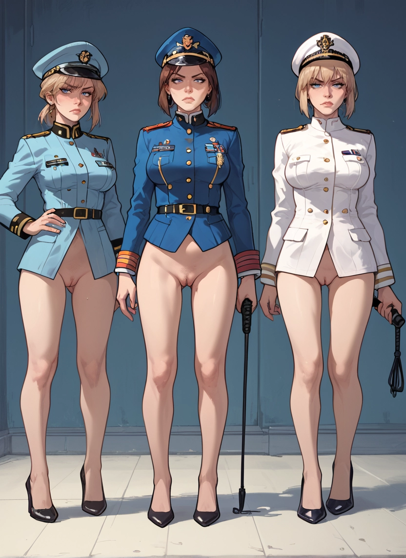 multiple girls, pussy, 2girls, blonde hair, blue eyes, hat · Yamete.gg