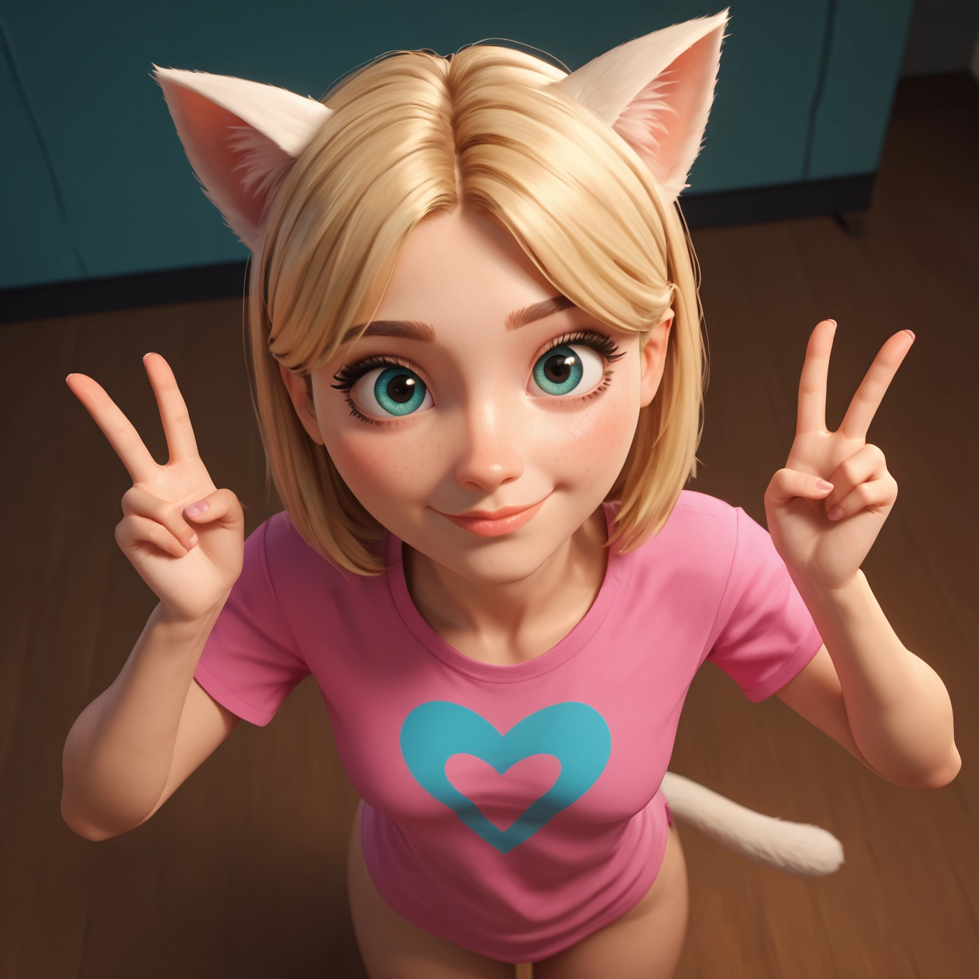 1girl, solo, animal ears, blonde hair, tail, shirt · Yamete.gg