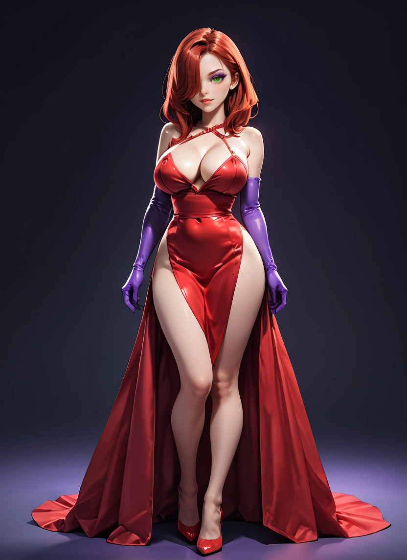 1girl, breasts, gloves, solo, dress, green eyes · Yamete.gg