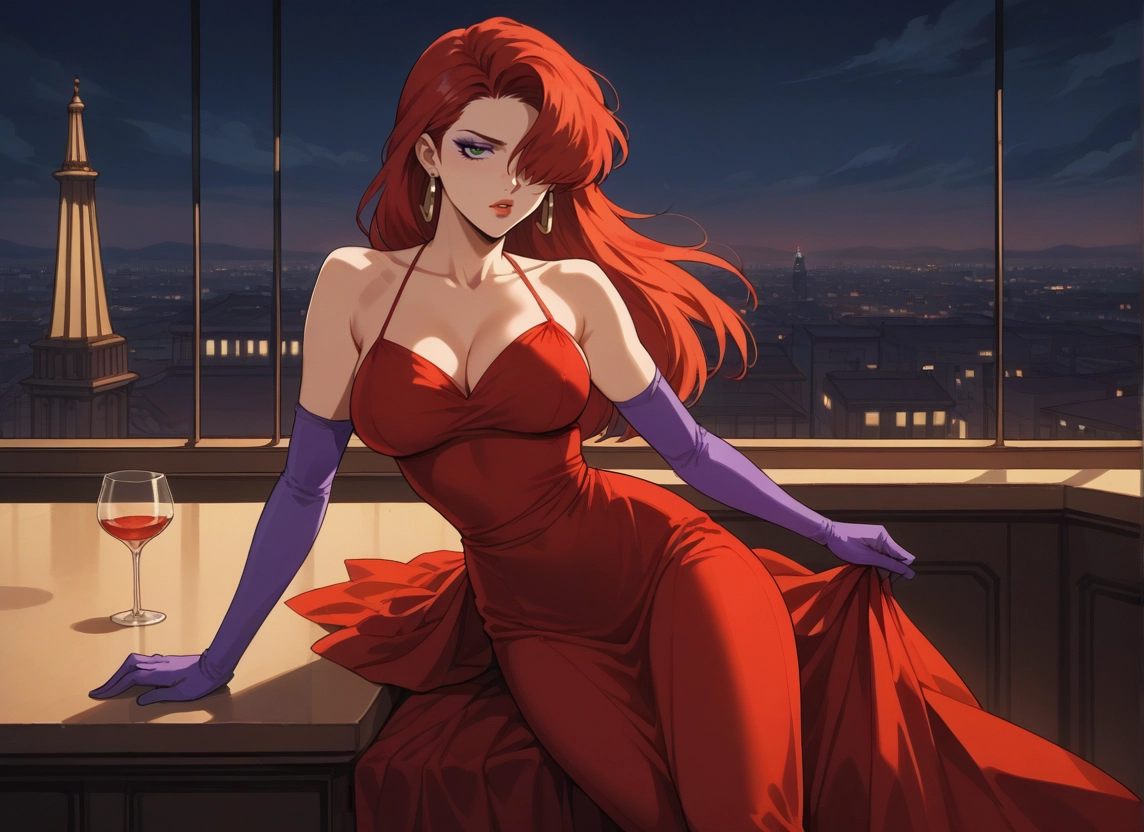 1girl, breasts, dress, gloves, jewelry, earrings · Yamete.gg