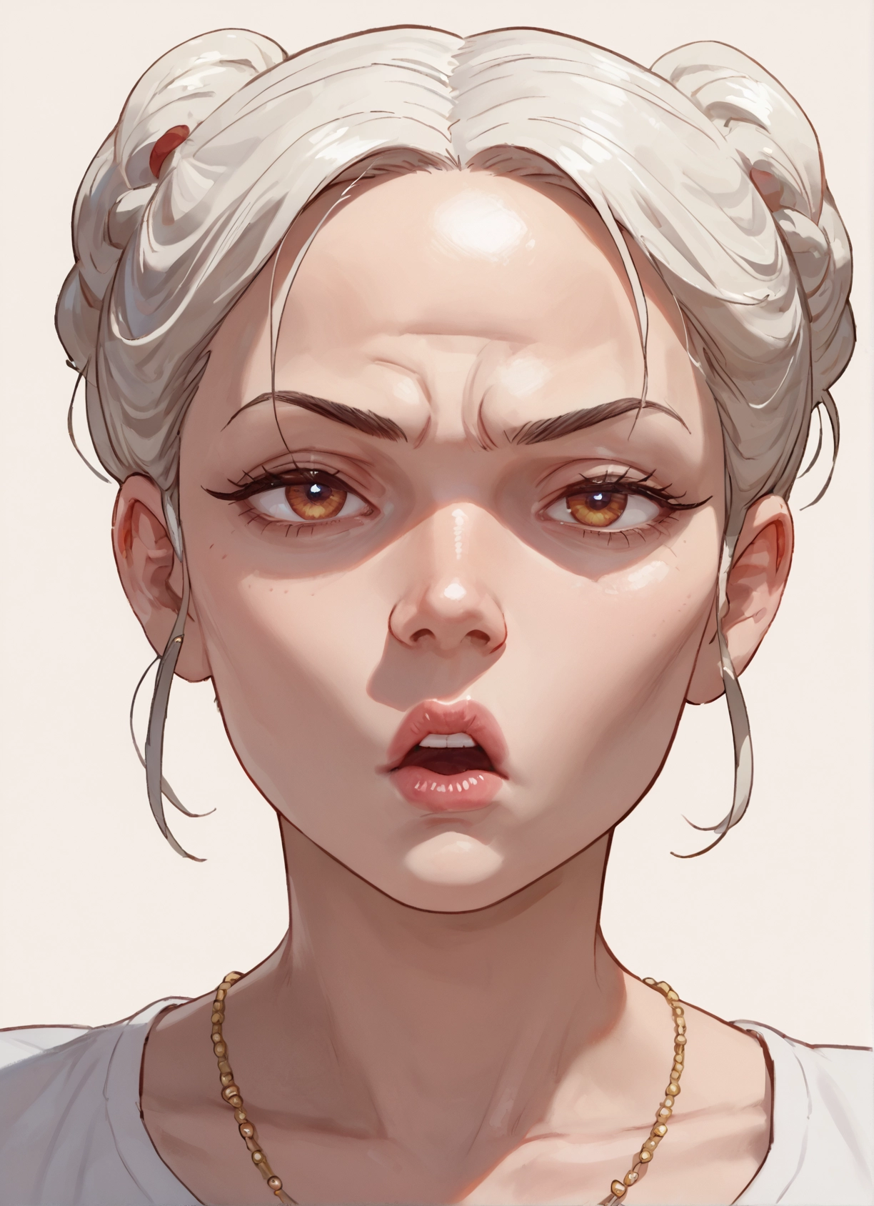 1girl, solo, jewelry, necklace, double bun, looking at viewer · Yamete.gg